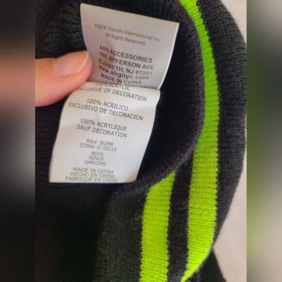 Boys Ninja Turtles Black Green Warm Fall Winter Beanie Toque Hat + Gloves Set - Picture 7 of 8